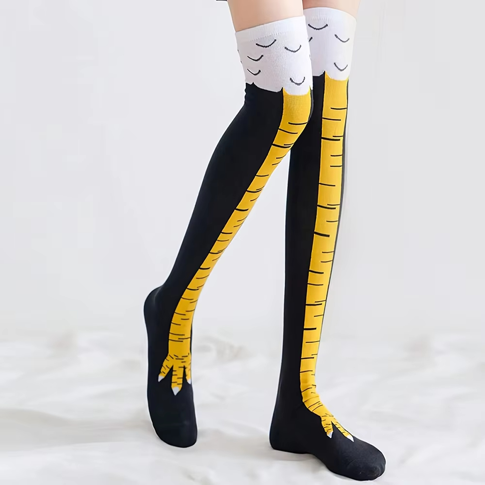 Funny Chicken Leg Socks - Chaussettes longues à imprimé de pieds