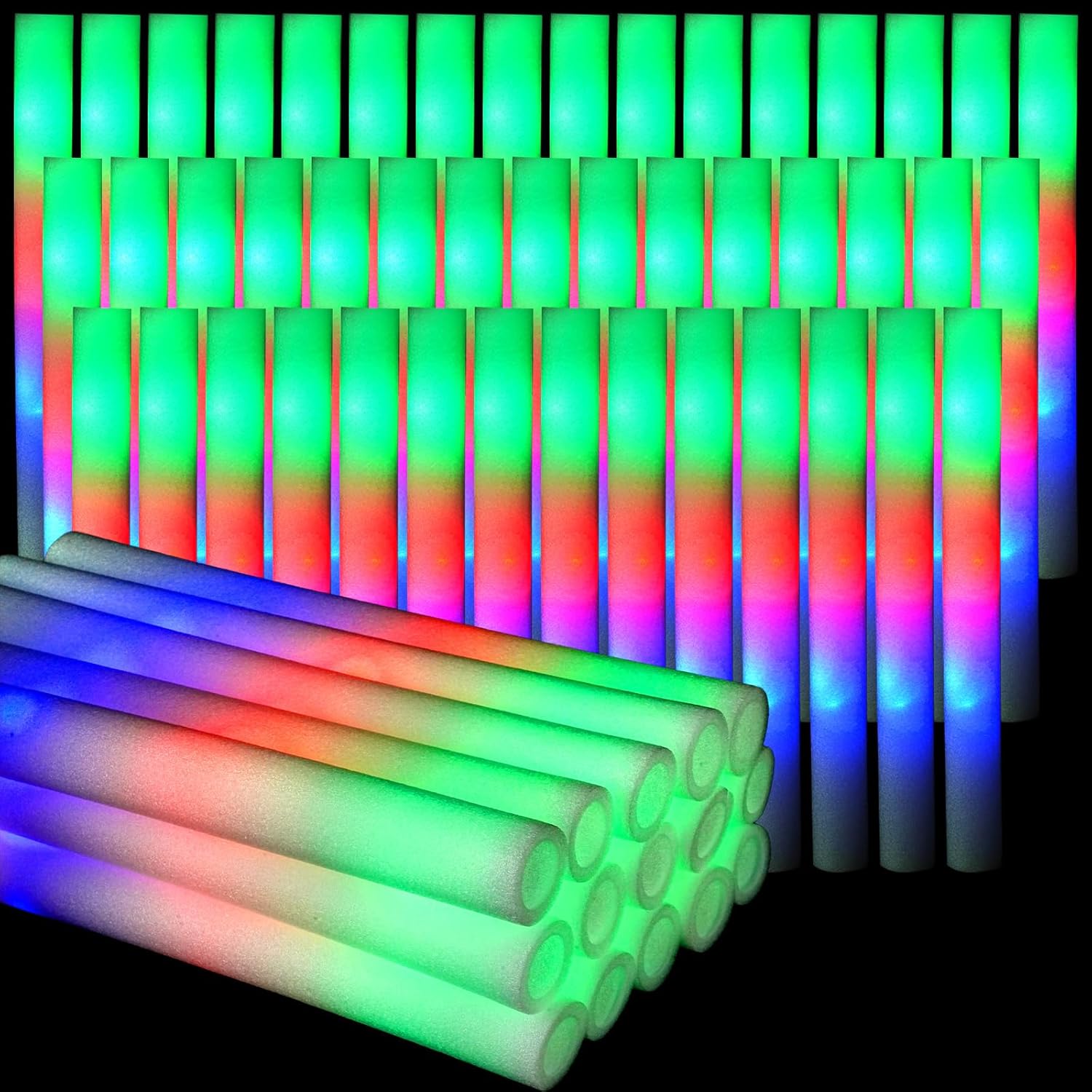 Flashing Led Foam Sticks Party - Bâtons lumineux en mousse avec 3