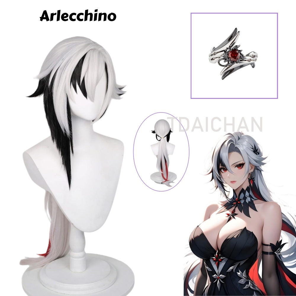 Anime Cosplay Wig Heat Resistant - Perruque de cosplay Arlecchino Genshin Impact,