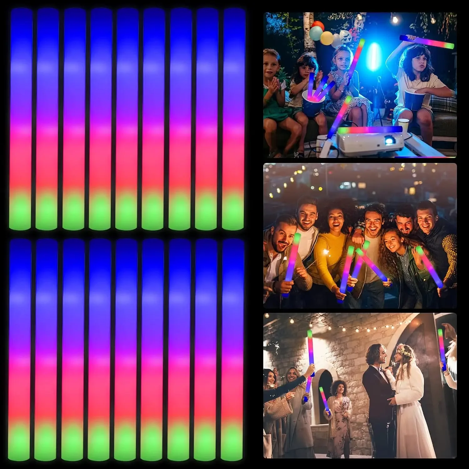 Flashing Led Foam Sticks Party - 2Z-50PCS Bâtonnets lumineux en mousse LED