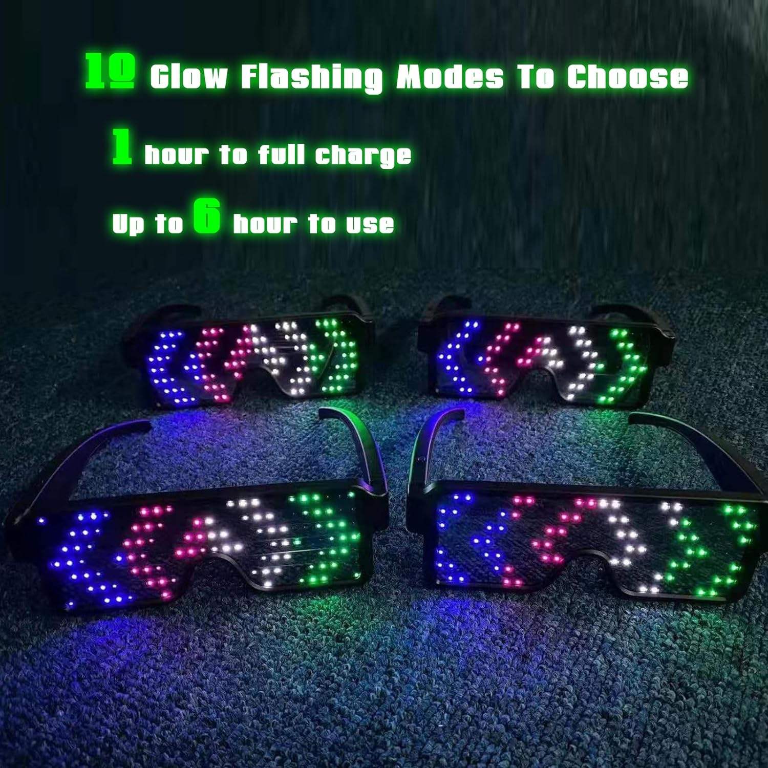 Lunettes LED éclairantes, lune - Glow In The Dark Party Glasses avis et prix